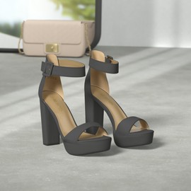 DREAM PAIRS Womens HI-LO High Heel Platform Pump Sandal Orinthia,Size 6,Black/Suede