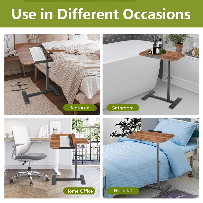 COBATANG COBATANG Adjustable Overbed Table, Split Top Tilting Overbed Bedside