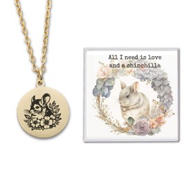 Chinchilla Necklace for Women, Pet Lover Gift, Animal Jewelry,Colorful Notecard, Therian Pendant