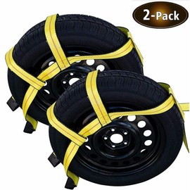 baginbaginbag Heavy Duty Tire Tow Dolly Straps Basket Strap Adjustable Wheel Net Flat Hook 2" Industrial Grade Polyester Webbing-Fetures 10,000 Lbs-Assembly Break Strength Yellow New HDCTTDSBSAWNFH