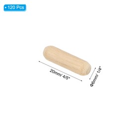 PATIKIL 1/4" x 4/5"(6 x 20mm) Wood Dowel Pins, 120 Pack Fluted Wooden Dowel Pin Beveled Groove Rods for Furniture Door Art Crafts Projects