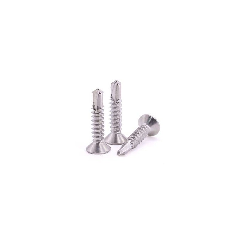 #14 x 1-1/4" Flat Head Self Drilling Screws, 410 Stainless