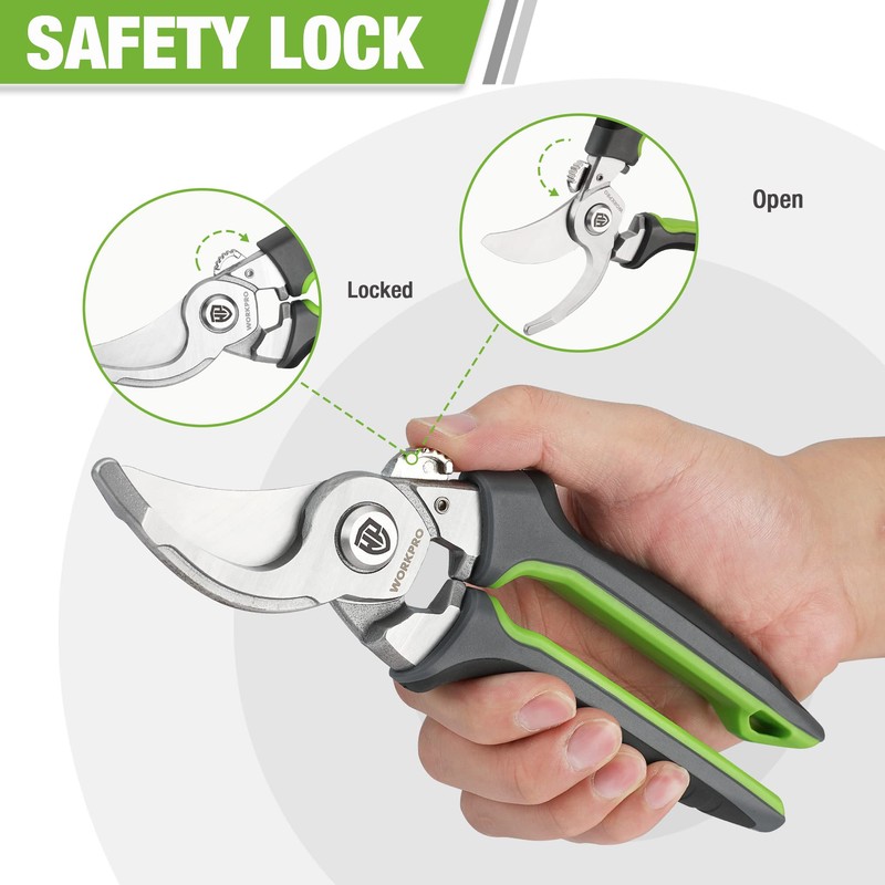WORKPRO Garden Bypass Pruning Shears, 8.5" Pruning Scissors
