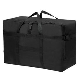 96L Large Travel Bag, Foldable Travel Bag with Wrist Strap, Waterproof Carry Bag, for Airline Travel, Camping, Moving and School, for Men and Women, black, No