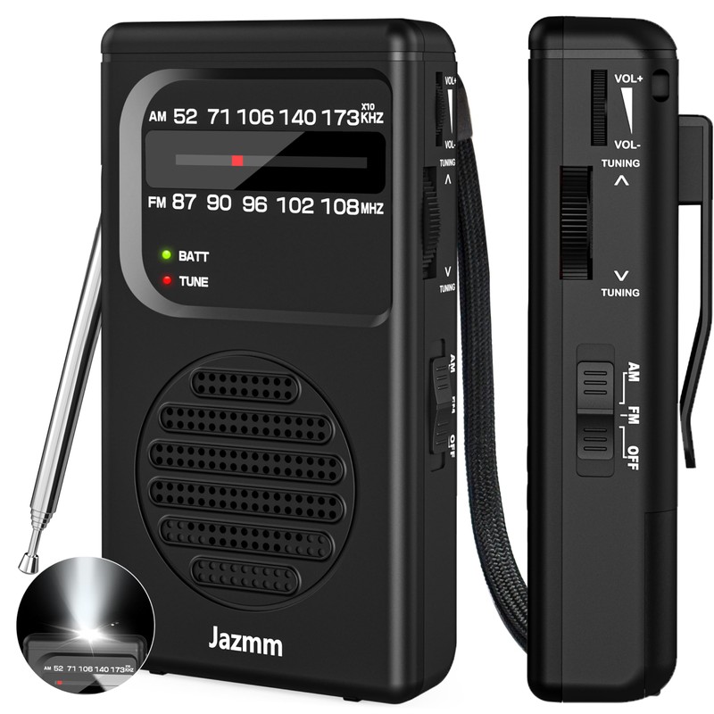 Jazmm Portable Radio AM FM,Battery Operated Radio with 3W Large