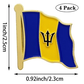HSQCEZ 4 Pack Barbados Flag Lapel Pin - Barbadian Flags Pins Lapel Hat Backpacks Suit Decoration & Men Women Waving Patriotic Enamel Metal Badge Souvenir