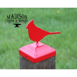 Madison Iron and Wood Cardinal Fence Post Cap, Redbird 4x4 Fence post topper, Bird lovers End Cap