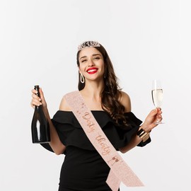 30th Birthday Sash and Tiara, Finally 30 Birthday Rhinestone Crown Birthday Gift for Girls 30th birthday decorations Rose Gold