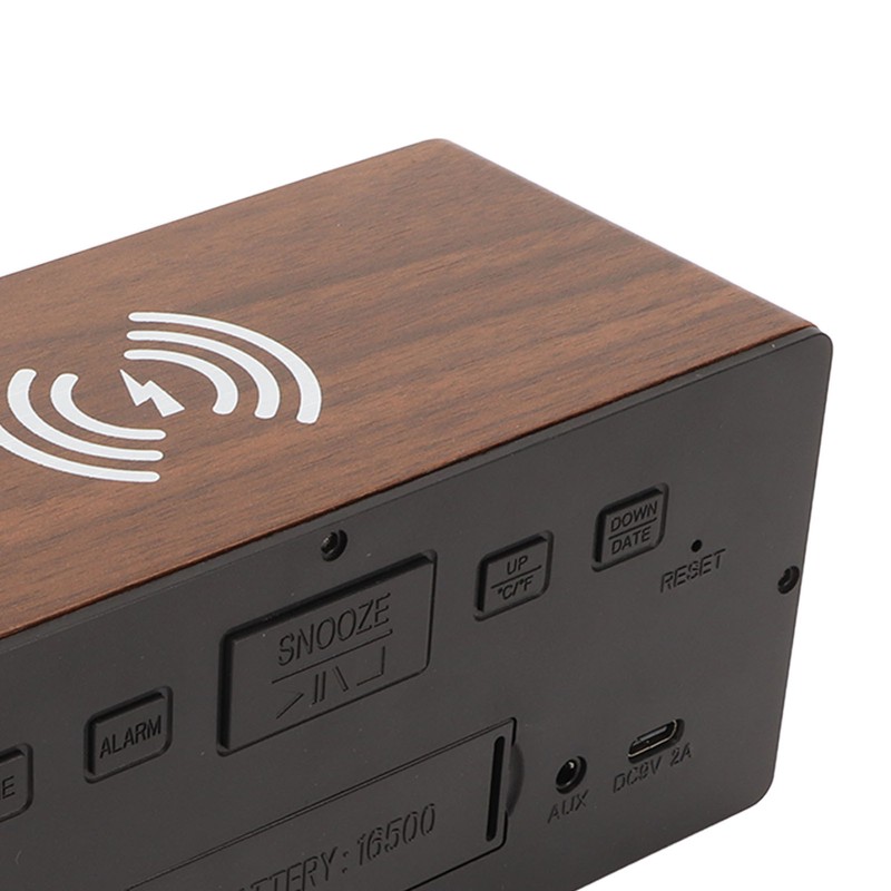 Wooden LED Clock Home Bedroom Brown Digital Alarm Clock with