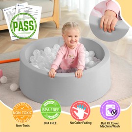 TRENDBOX Foam Ball Pit, 36" x 12" Indoor Outdoor Soft Round Ball Pool Playpen Ideal Gift Toy for Babies Kids and Toddler Children (No Balls) - Light Gray