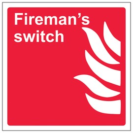 V Safety Firemans Switch - Square 200 x 200 mm - 3mm Brushed Aluminium Composite Safety Sign