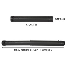 Dayacoco Extendable Poster Tubes Expand from 25” to 40” with Shoulder Strap and Handle | Carry Documents, Blueprints, Drawings and Art | Black Portable Durable Round Storage Cases 2 Pack (Large)