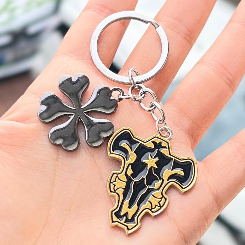Weeb Keychains Black Clover Anime Keychain with Black Bulls Charm,