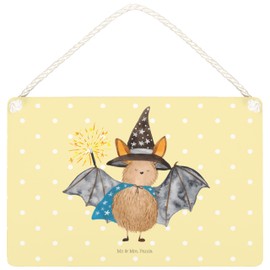 Mr. & Mrs. Panda A5 Decorative Sign Bat Wizard - Gift, Bats, Wall Sign, Door Sign, Good Mood, Funny Sayings, Wall Decoration, Cute Animal Motifs, Start Beginner, Wooden Sign, Animals