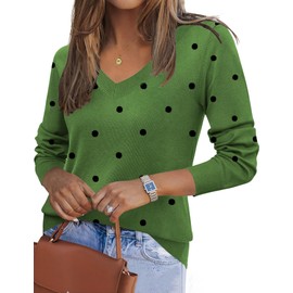 Zeagoo Women's 2025 Fall V Neck Sweater Trendy Long Sleeve Casual Lightweight Ribbed Knit Pullover Tops