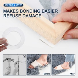 SANKEMU Double Sided Tape Heavy Duty (10FT) Mounting Tape Strong Adhesive Strips Sticky Nano Tape Multipurpose Removable Transparent Two Sided Poster Tape for Paste Items, Household