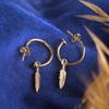 Open Hoop Earrings & Feather Charms in 18-Carat Gold Vermeil