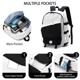 MICHTUNE 22L Backpack Casual Daypack Backpacks for Men and Women Water Resistant Travel Backpack (White)