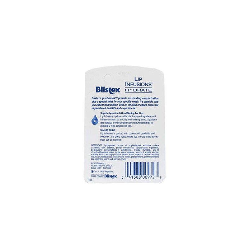Blistex Lip Infusions Hydrate Lip Moisturizer 0.13 onzas (paquete de