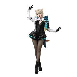 KIRA KIRA Lynette Cosplay Costumes Doki R Game Genshin Impact Fontaine Lynette Cosplay Costume with Ears and Tails (M)