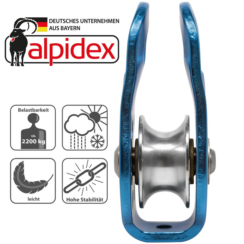 ALPIDEX Fix Pulley Pulley 22 kN Suitable for Textile Ropes