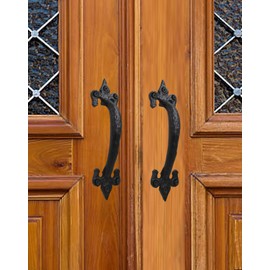 The Metal Magician 7 Inch Barn Door Handles, Pack of 2, Garage Door Handles Decorative, Hardware Rustic FDL Design Black Cast Iron Handle, Fence Gate, Metal Gate Outdoor, Outdoor Kitchen Cabinets