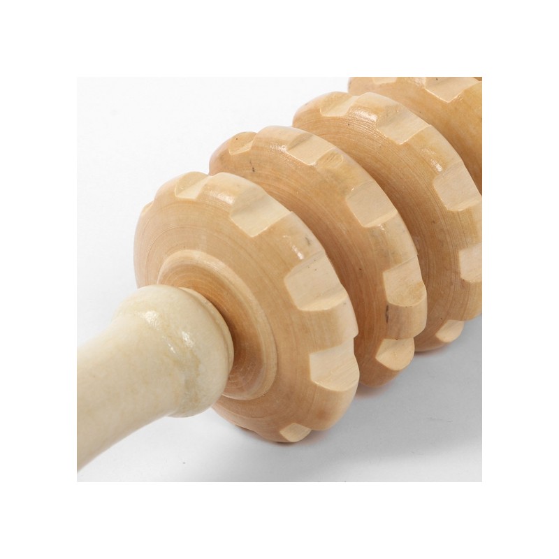 Wooden acupressure roller massage stick