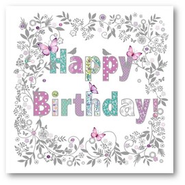 Nigel Quiney Female Birthday Card - General Card for Women/Girls - Butterflies and Birds Swirl with Foil Details - Eco-Friendly and Recyclable