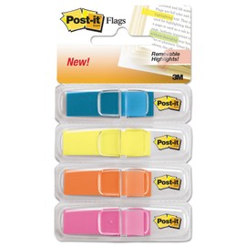 Post-it Flags Highlighting Page Flags, 4 Bright Colors, 4 Dispensers, 1/2 inch x 1 3/4 inch, 35/Color
