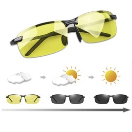 YIMI Photochromic Polarised Sunglasses, Sports Glasses, Self-tinting Cycling Glasses with UV400 Protection, for Men and Women, for Day and Night Driving, Cycling, Climbing, Fishing, Skiing, Golf, Running