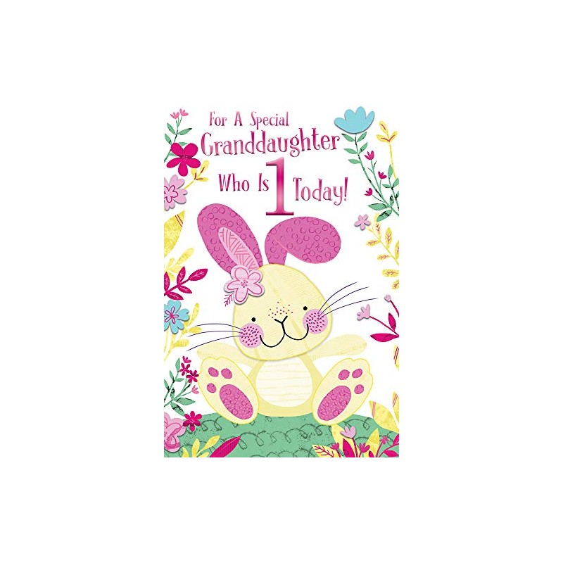 Granddaughter 1st Age 1 Today Cute Bunny Happy Birthday Card