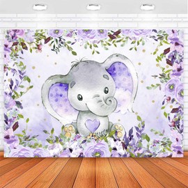 Sensfun Purple Floral Elephant Baby Shower Backdrop Girl Elephant Baby Shower Decorations Lavender It's A Girl Little Peanut Baby Shower Banner Elephant Birthday Party Supplies Photo Background 5x3ft