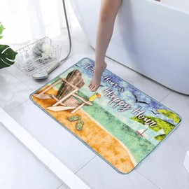 fokusent Indoor Doormat Mat-Non-Slip Mat 16"x24" Printed Area Rug Door Mat, Non Slip Bath Mats for Bathroom Floor Home Office (Beach)