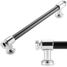 KOOFIZO 10 Pack 6-1/4 Inch Black and Chrome Cabinet Pulls Matte Black and Polished Chrome Cabinet Handles P11 Kitchen Cabinet Hardware for Cabinets Drawer Dresser Cupboard Bedroom Bathroom