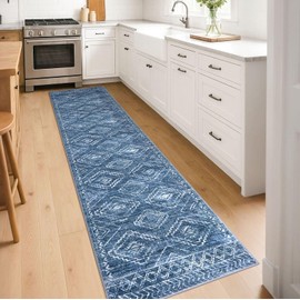 KILOCOCO Hallway Runner Rug 2x8 Runners for Hallways Washable Runner Rug Non Slip Rubber Backed Low-Pile Runners for Bedroom Kitchen Living Room Laundry Room Boho Rugs, Navy