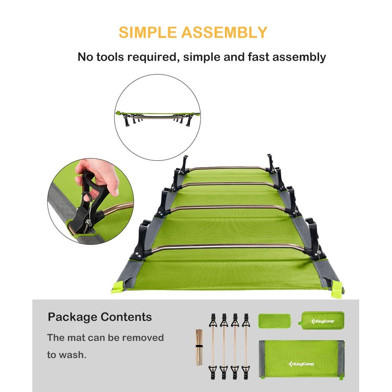 Kingcamp Ultralight Compact Folding Camping Cot Bed, 4.9 Pounds (Green)