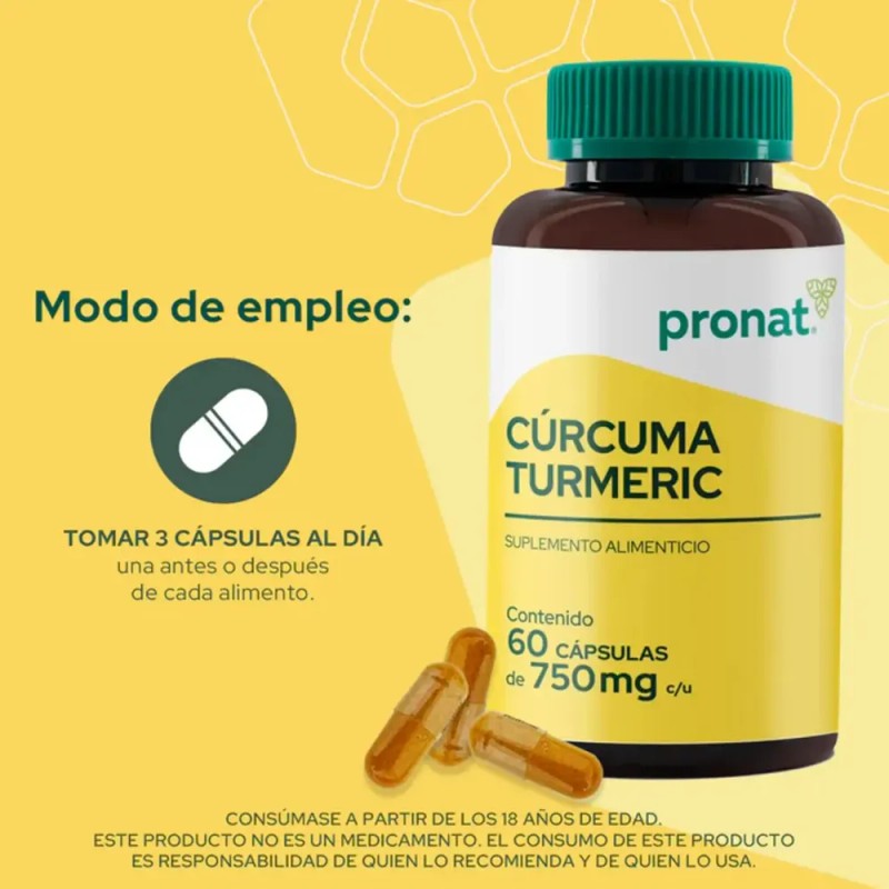 Kit 2 Piezas Suplemento Curcuma Turmeric (60 Caps) Pronat Sabor