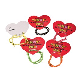 Fun Express Valentine Knot Bracelets with Card (24 Cards with Bracelets) Classroom Valentine Exchange