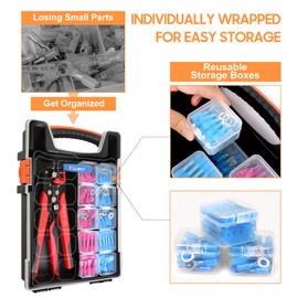 Kuject Crimping Tool Kit, 340 PCS Heat Shrink Wire Connectors(AWG22–10), 3-in-1 Adjustable Wire Stripper and Wire Crimper Kit for Automotive, Marine, and Electrical Repairs