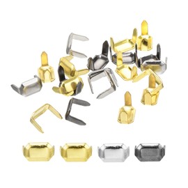 uxcell 40Pcs Brass Leather Staples, 8x5mm Two Prong Claw Rivets, Rectangle Leather Belt Loops Fastener Holder for Belt Keeper Leathercraft Connector Repair, 4 Colors