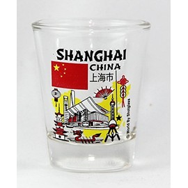 Shanghai China Landmarks and Icons Collage Shot Glass
