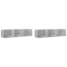 Wall Cabinets Set of 2 Concrete Gray Engineered Wood, Wall Shelves & Ledges, 840436