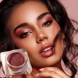 Eveloveu Glitter Eyeshadow Metallic Finish - High Impact Pink Eyeshadow with a Waterproof Formula for Long-lasting Use Creates Striking Eye Makeup with pink Rose
