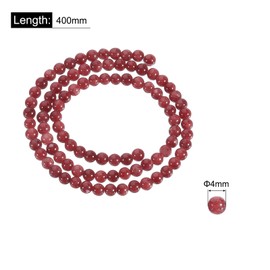 sourcing map 93 Pieces 4 mm Natural Stone Beads Round Gemstone Quartz Beads for Handmade Bracelet Necklace Jewellery Making Dark Red