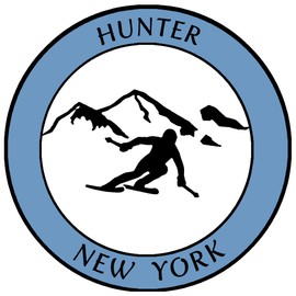 Athena Brands Hunter, New York - Sports Skier - Car Truck Window Bumper Graphics Sticker Decal - Columbia Blue
