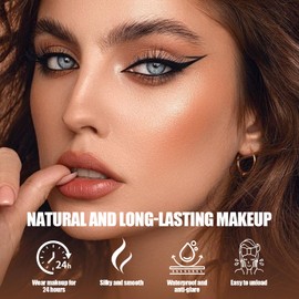 Microblading Augenbrauenstif, 2 in 1 Flüssiger Eyeliner, Eyebrow Pencil Wasserfester Microblading Eyebrow Pencil Pinselspitze Erzeugt Natürliche Augenbrauen Dunkelbraun