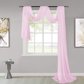 KEQIAOSUOCAI Baby Pink Sheer Window Scarf Valance Sheer Fabric for Draping Curtain Toppers for Wedding Party Girls Room Bed Canopy Scarves 52 Inches Wide by 216 Inches Long Baby Pink