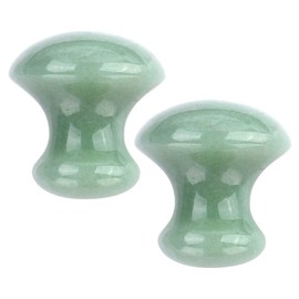 SOLUSTRE Scraping Massage Tool Jade Chakra Healing Relaxing Stone Mushroom Shape Guasha Facial Massager Good for Eye Face Neck Skin Body Beauty Spa (2Pcs, Green)