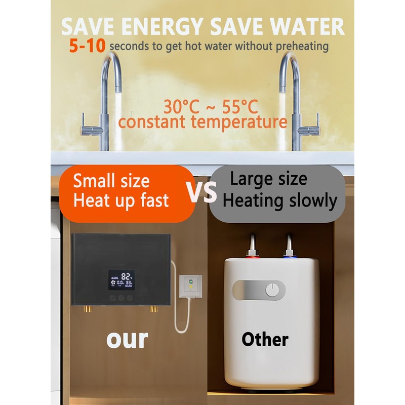 Electric Tankless Water Heater 3000W 110V Constant Temperature Instant Hot
