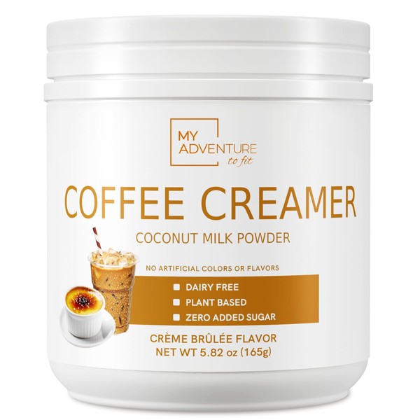 Non Dairy Coffee Creamer Powder - Zero Sugar Powdered Creamer for Hot or Iced Coffee - Keto Creamer for Women & Men - Low Calorie Coconut Creamer for Coffee (Crème Brûlée Flavor)